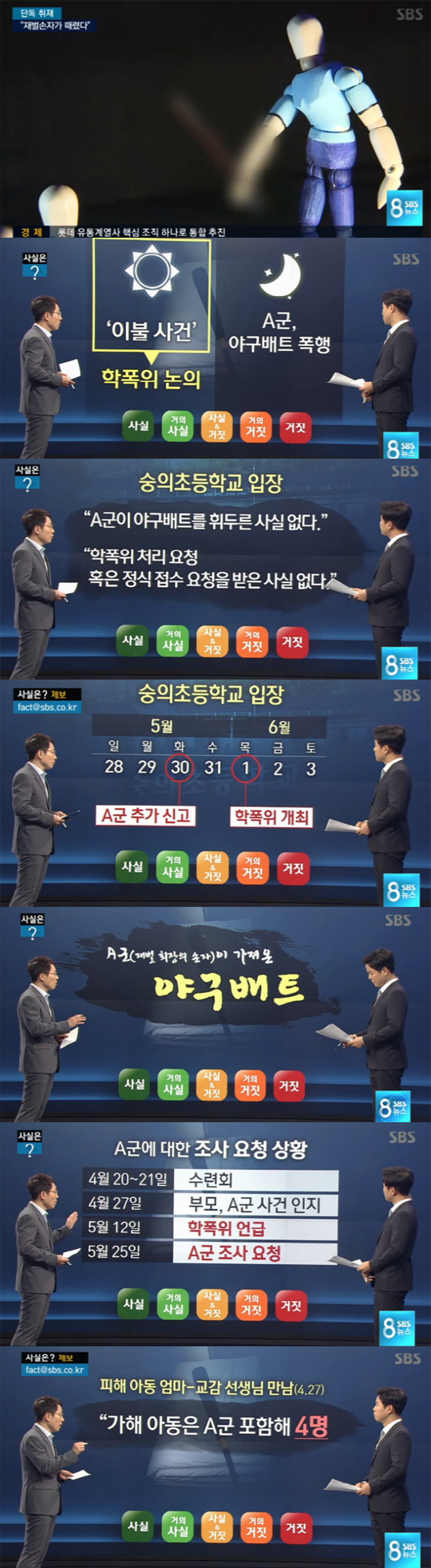 'SBS 8뉴스' "숭의초 재벌손자 단독 폭행 추가 확인"