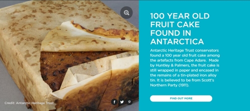 남극 가장 오래된 오두막서 100년전 과일 케이크 발견