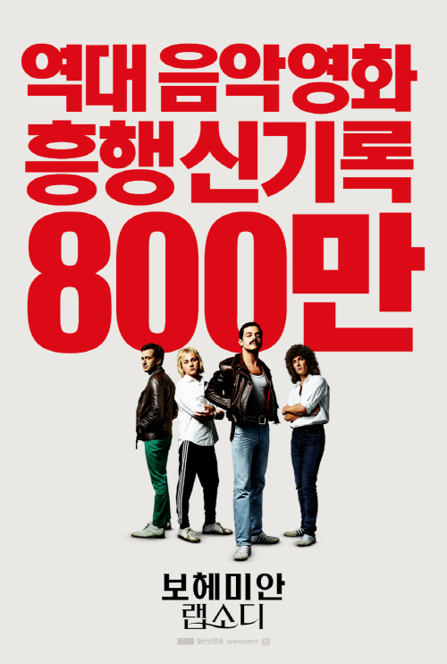 '보헤미안 랩소디' 800만 관객 돌파…흥행 기념 포스터 공개
