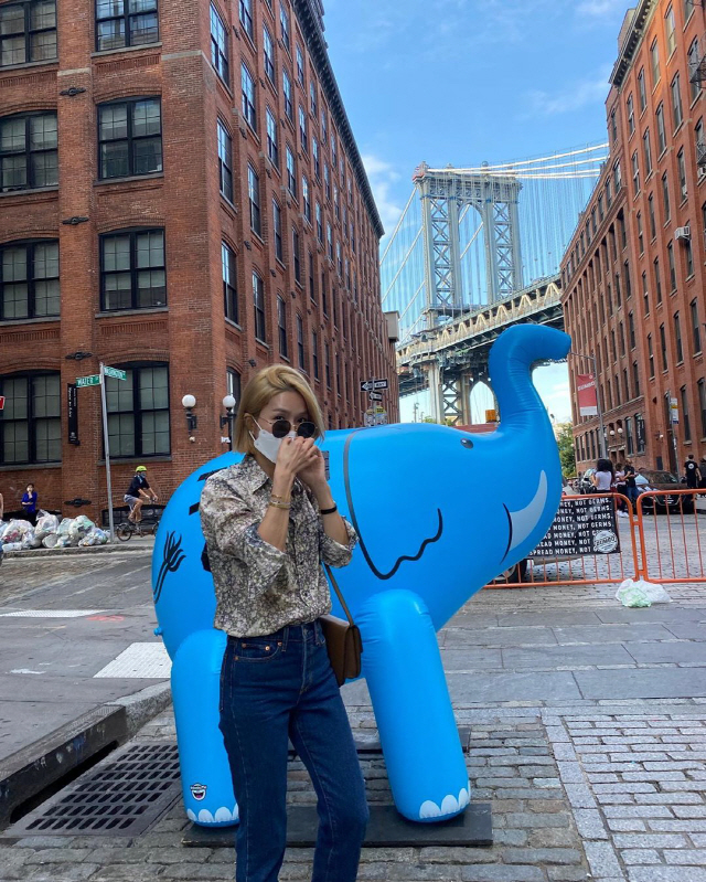 이진, 뉴욕으로 돌아간 수잔…코끼리 앞 뽐낸 금발의 '뉴욕댁 포스'