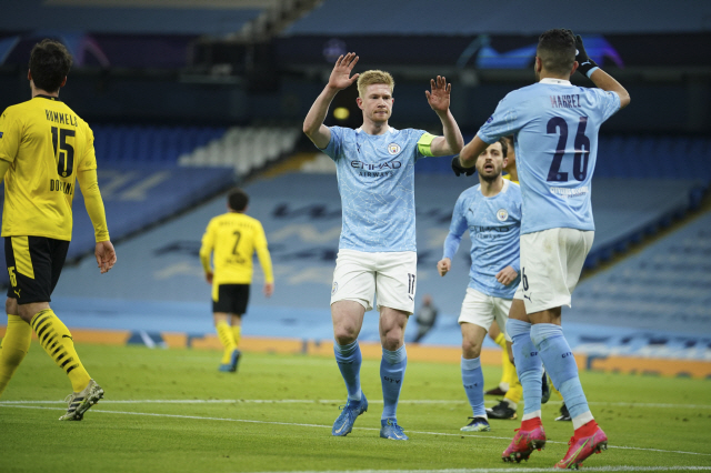 '더 브라이너 선제골' 맨시티, 도르트문트에 전반 1-0