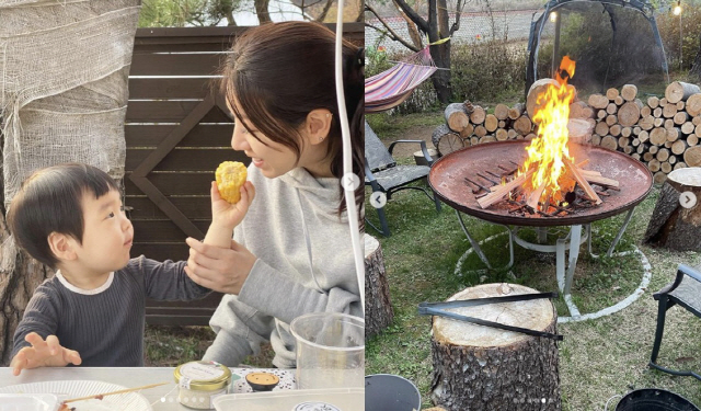 이필모♥서수연, 아들과 행복한 캠핑..부모와 교감하는 담호 '너무 귀여워…