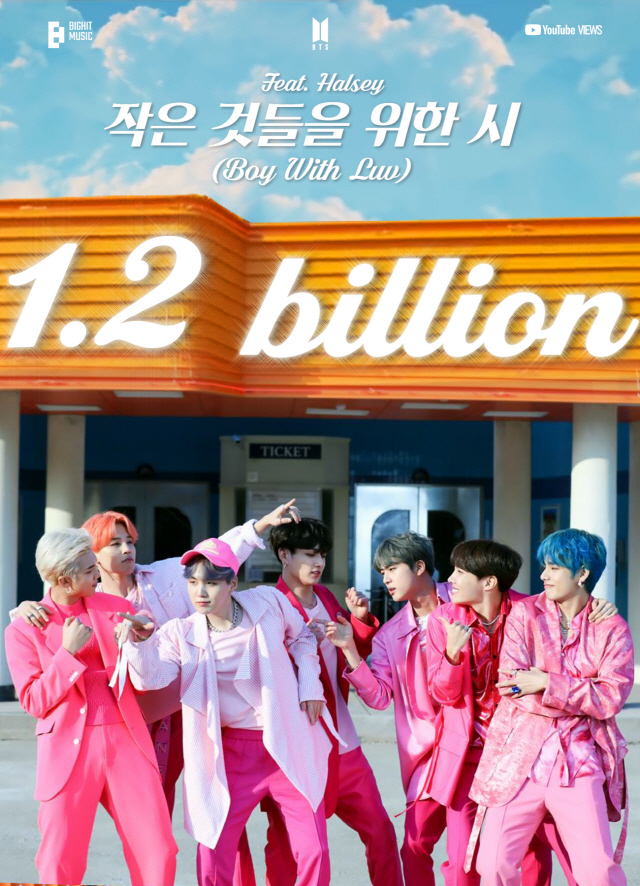  방탄소년단 '작은것들을 위한 시' MV, 12억뷰 돌파…2번째 대기록