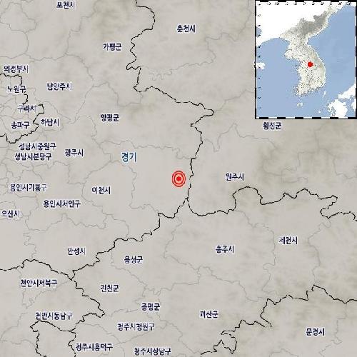 기상청 "경기 여주 동쪽서 규모 2.2 지진 발생"