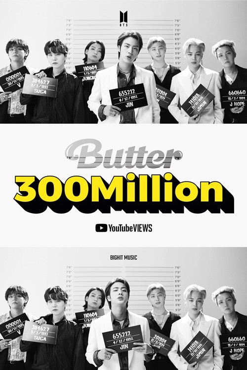 "역시 방탄소년단" BTS, 'Butter' MV 가뿐하게 3억뷰 달성 