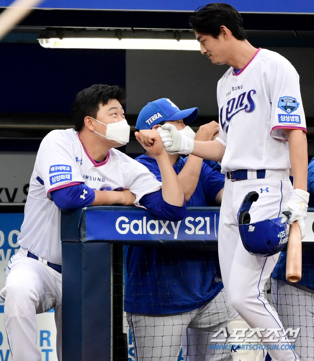 '타박상' 오재일, DH로 하루 만에 선발복귀, 김상수 장염증세 제외