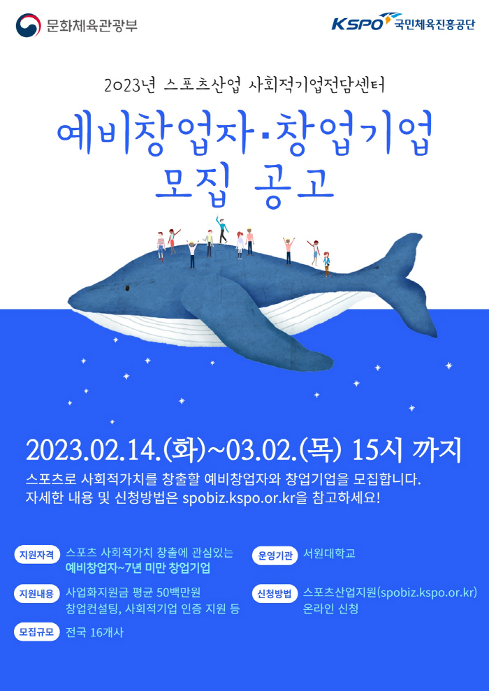 국민체육진흥공단, 스포츠산업 예비창업자·창업기업 모집…3월2일 신청 마감