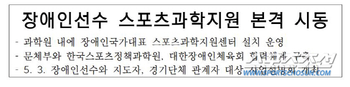 스포츠정책과학원,장애인체육 맞춤형 지원 강화... 문체부 17억원 투입