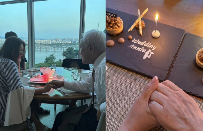 최명길, '폐암 극복' 김한길♥과 28주년 결혼기념일 자축…고급 레스토랑…