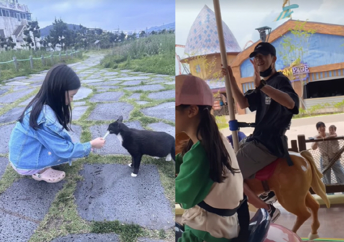 기성용♥한혜진, '딸 데리고 놀이공원'서 포착…확실히 일반인과 다른 비주…