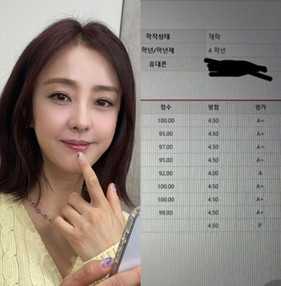 박은혜, 이혼 후 '만학도' 인생 2막 "A+ 성적표 확인하고 행복해"