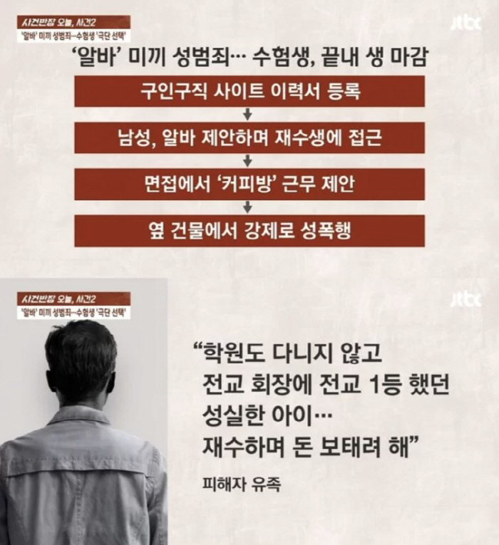 알바 면접 갔다 성폭행 당한 전교 1등 효녀, "가해자 성병 옮아 극단적…