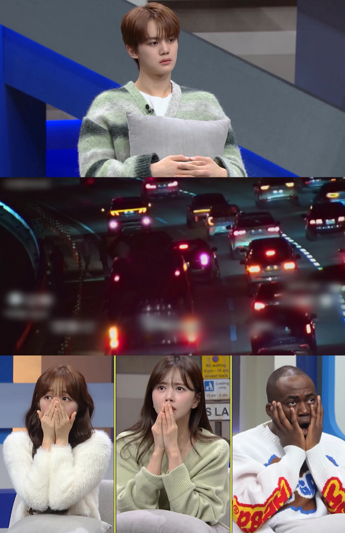제로베이스원 김규빈, 교통사고만 무려 두 번…사고 수습 중 쾅('한블리'…