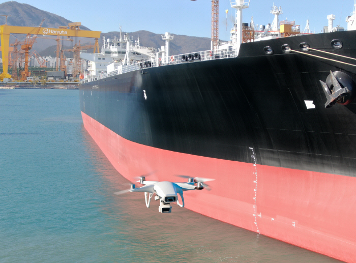 한화오션, '드론·AI 기술' 선박 흘수 측정 시스템 개발