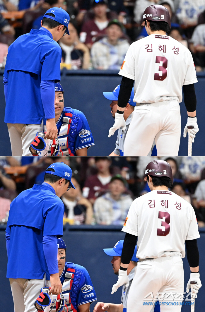 파울타구 맞은 강민호, 원망스러운 김혜성에 레이저 눈빛 발사 '앞으로 치…