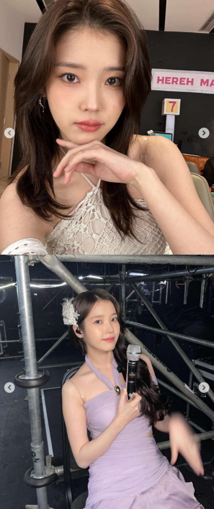 [SCin스타] 홀터넥이 취향? 아이유, 홍콩 콘서트 대기실서 찰칵 "헐…