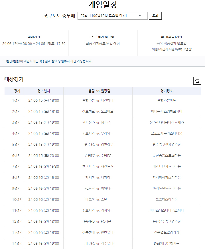 "1등 적중금 다음 회차로 이월"…축구토토승무패 36회차 적중결과 발표