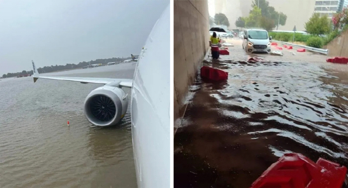 스페인 공항 '물 폭탄'에 활주로 잠겨 이·착륙 제한…수만 명 피해