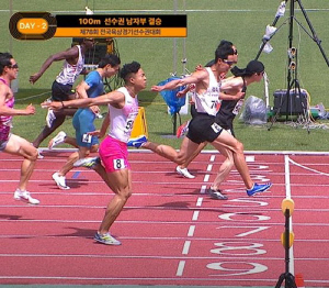 '두건 쓰고 달린' 박원진, 전국선수권 남자 100ｍ 우승…10초31