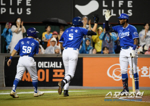 '김지찬이 나가면 구자욱이 쾅' 둘이서 7타점 6득점 합작...활짝 웃은 박진만 감독