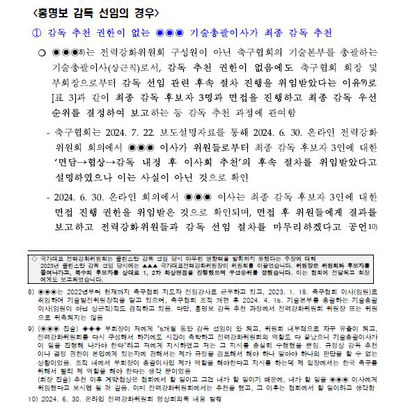 문체부 감사"10차 회의후 '1순위'홍명보 감독과 협상했다면 문제없어"