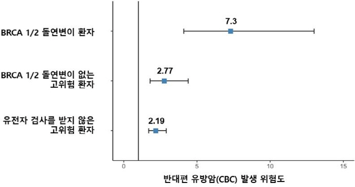 유전자 돌연변이 유방암 고위험군, 반대편 암 발생 위험 7.3배 높아