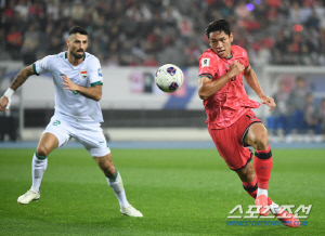 [이라크전]'배준호 2연속 AS→오세훈 데뷔골' 홍명보호, 홈에서 이라크에 1-0 리드 中