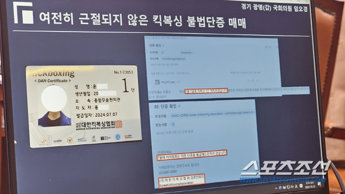 국감장 초황당 '킥복싱 진짜회장' 누구? 대한체육회가 답했다