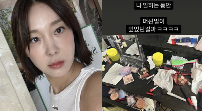 '문재완♥' 이지혜, 폭탄 맞은 듯 '아수라장된 화장대'..."나 일하는…