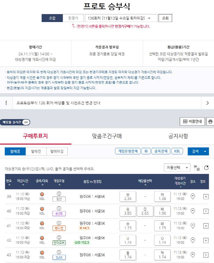 전 시즌 1위가 어쩌다.. DB의 굴욕, SK전 승리 배당률 '무려 2.…