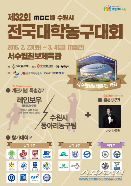 MBC배 수원시 전국대학농구대회 23일 개최